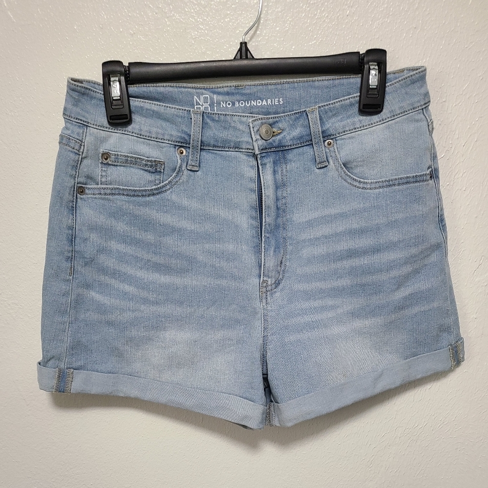 No Boundaries Blue Jean Shorts with Cuffed Hem